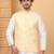 Men silk blend lime yellow embroidered nehru jacket