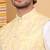 Men silk blend lime yellow embroidered nehru jacket