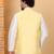 Men silk blend lime yellow embroidered nehru jacket