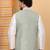 Men silk blend olive embroidered nehru jacket