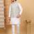 Men silk blend olive embroidered nehru jacket