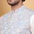 Men silk blend sky blue embroidered nehru jacket