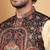 Men silk blend black paisley kashmiri printed nehru jacket