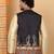 Men silk blend black paisley kashmiri printed nehru jacket