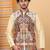 Men silk blend cream paisley kashmiri printed nehru jacket