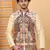 Men silk blend cream paisley kashmiri printed nehru jacket