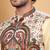 Men silk blend cream paisley kashmiri printed nehru jacket