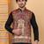 Men silk blend maroon paisley kashmiri printed nehru jacket