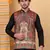 Men silk blend maroon paisley kashmiri printed nehru jacket