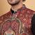 Men silk blend maroon paisley kashmiri printed nehru jacket