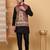 Men silk blend maroon paisley kashmiri printed nehru jacket
