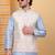 Men silk blend cream floral embroidered nehru jacket
