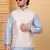 Men silk blend cream floral embroidered nehru jacket