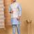 Men silk blend cream floral embroidered nehru jacket