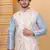 Men silk blend cream chevron embroidered nehru jacket