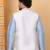 Men silk blend cream chevron embroidered nehru jacket