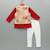Red kurta with beidge geometrical printed bundi jacket with hand embroided with pajama set for boys