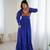 Blue tabby silk gown with traditional chain stitch embroidery & bandhani print – navratri festive wear