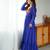 Blue tabby silk gown with traditional chain stitch embroidery & bandhani print – navratri festive wear