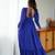Blue tabby silk gown with traditional chain stitch embroidery & bandhani print – navratri festive wear