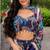 Navy Blue printed Georgette Lehenga Blouse With Dupatta