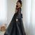 Ethnic black bandhej gown in tabby silk with thread chain stitch embroidery – navratri special