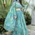 Blue printed Georgette Lehenga Blouse With Dupatta