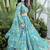 Blue printed Georgette Lehenga Blouse With Dupatta