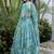 Blue printed Georgette Lehenga Blouse With Dupatta