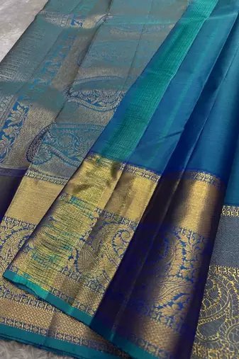 teal silk blend saree with blouse