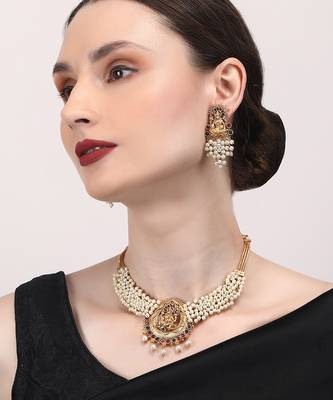 White hydra beads godess necklace set 2