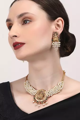 White hydra beads godess necklace set