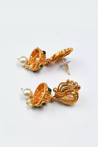 Copper made elegant green kemp peacock necklace set