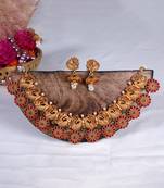 Copper made elegant multicolor kemp peacock necklace set