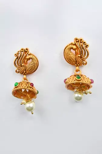Copper made elegant multicolor kemp peacock necklace set