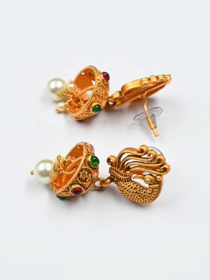 Copper made elegant multicolor kemp peacock necklace set 5