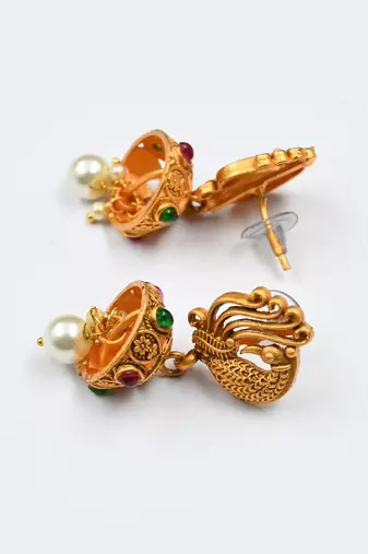 Copper made elegant multicolor kemp peacock necklace set