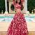 Red Flower Print Georgette Semi stitched lehenga choli