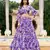 Purple Flower Print Georgette Semi stitched lehenga choli