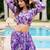 Purple Flower Print Georgette Semi stitched lehenga choli