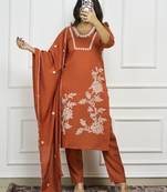 RUST COLOUR Kurti Pent Dupatta Set