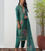 Bottel green fancy crust top embroidered salwar suit