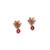 Red kemp studded sleek flower necklace set
