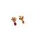 Red kemp studded sleek flower necklace set