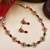 Ruby green kemp studded sleek flower necklace set