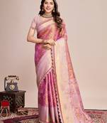 lavender kanjivaram silk blend saree with blouse