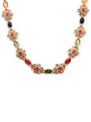 Multicolor kemp studded sleek flower necklace set 3