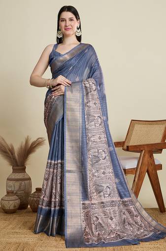 grey soft butti jacquard work cotton saree