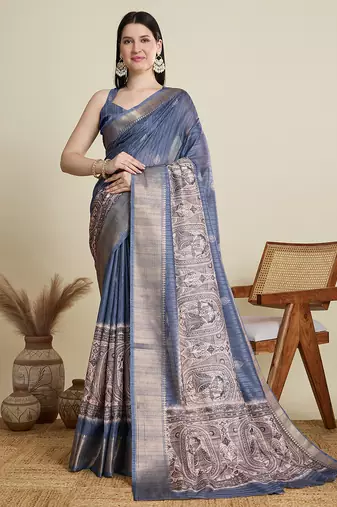 grey soft butti jacquard work cotton saree