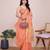 peach soft cotton woven saree with blouse